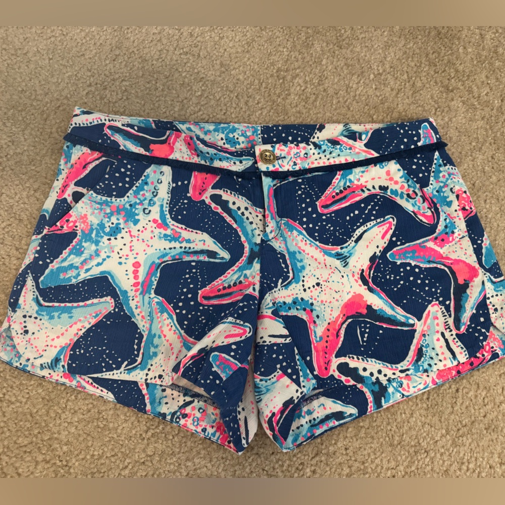 Lilly Pulitzer Adie short Sz 8 Indigo Star Struck Starfish blue pink 4th of July